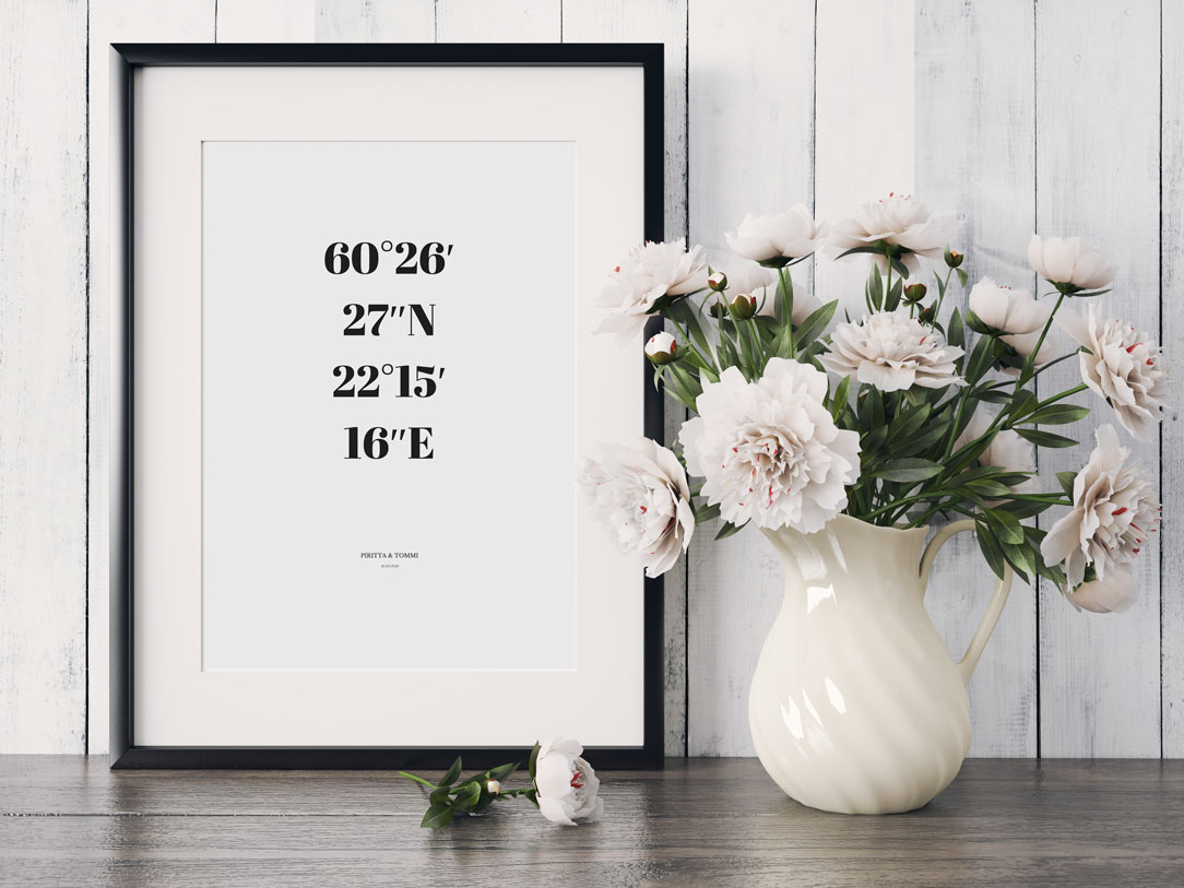 Personalisierte Koordinaten Poster A2 Geschenk Nordic Butik